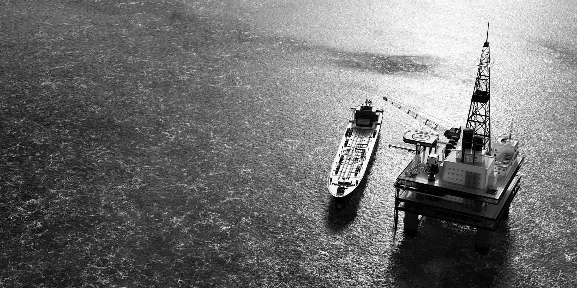 Zwart-wit footer image met platform